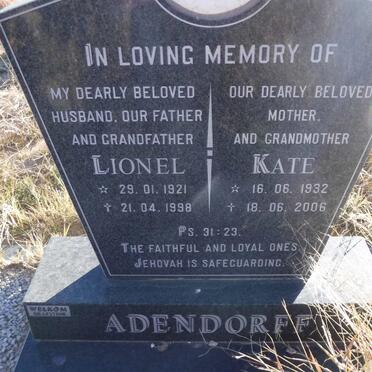 ADENDORFF Lionel 1921-1998 &amp; Kate 1932-2006