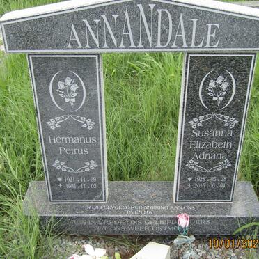 ANNANDALE Hermanus Petrus 1921-1981 &amp; Susanna Elizabeth Adriana 1928-2015