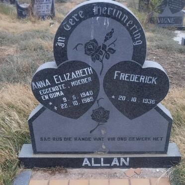 ALLAN Frederick 1936- &amp; Anna Elizabeth 1940-1989