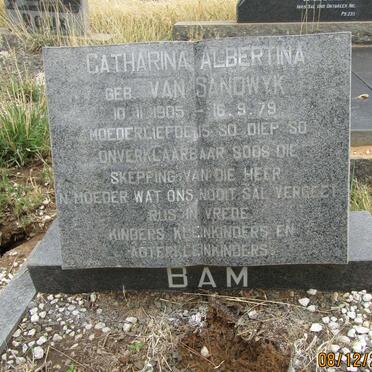 BAM Catharina Albertina nee VAN SANDWYK 1905-1979