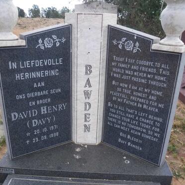 BAWDEN David Henry 1971-1998