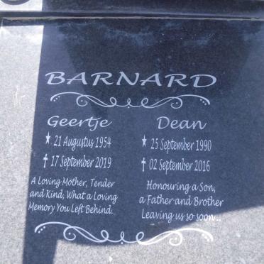 BARNARD Geertje 1954-2019 :: BARNARD Dean 1990-2016