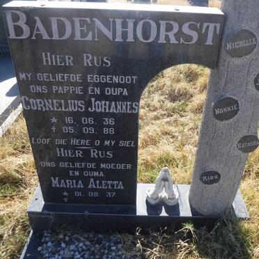 BADENHORST Cornelius Johannes 1936-1988 &amp; Maria Aletta 1937-