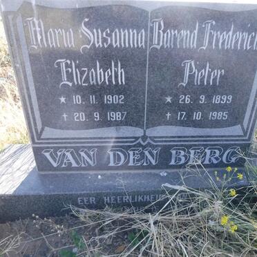 BERG Barend Frederick Pieter, van den 1899-1985 &amp; Maria Susanna Elizabeth 1902-1987