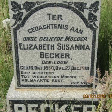 BECKER Elizabeth Susanna nee LOUW 1860-1918