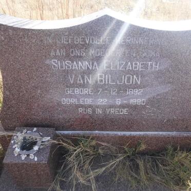 BILJON Susanna Elizabeth, van 1892-1980
