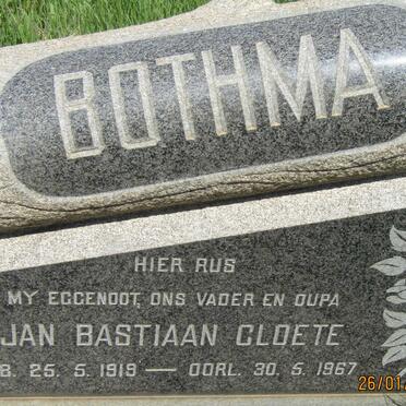 BOTHMA Jan Bastiaan Cloete 1919-1967