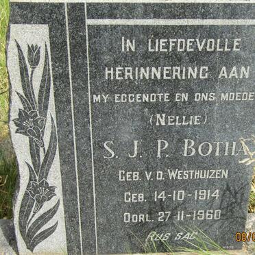 BOTHA S.J.P. nee V.D. WESTHUIZEN 1914-1960