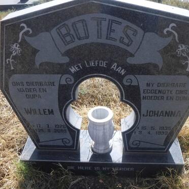 BOTES Willem 1926-2009 &amp; Johanna 1935-1993