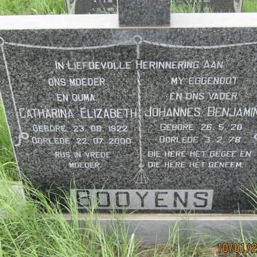 BOOYENS Johannes Benjamin 1920-1978 &amp; Catharina Elizabeth 1922-2000