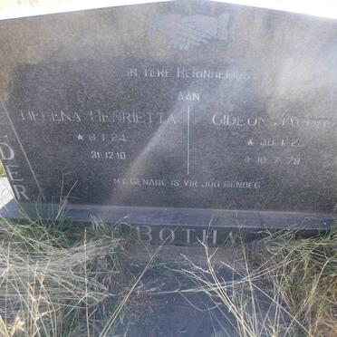 BOTHA Gideon Jacobus 1923-1979 &amp; Helena Henrietta 1924-2010