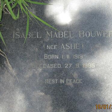 BOUWER Isabel Mabel nee ASHE 1919-1995