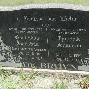 BRUYN Hendrik Johannes, de 1905-1964 &amp; Gertruida Dorathia 1914-1964