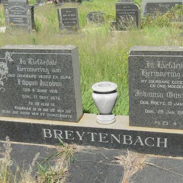 BREYTENBACH Filippus Jacobus 1916-1976 &amp; Johanna Gustavus ROETZ 1918-1962