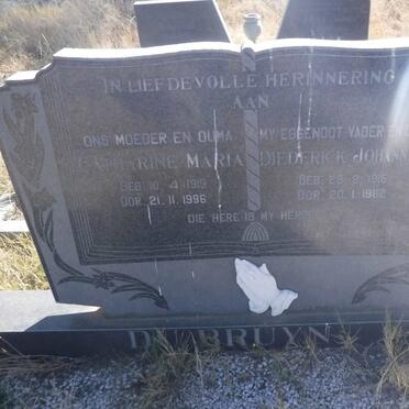 BRUYN Diederick Johannes, du 1915-1982 &amp; Catharine Maria 1919-1996