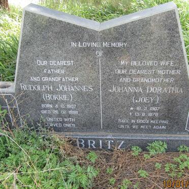 BRITZ Rudolph Johannes 1907-1988 &amp; Johanna Dorathia 1907-1978