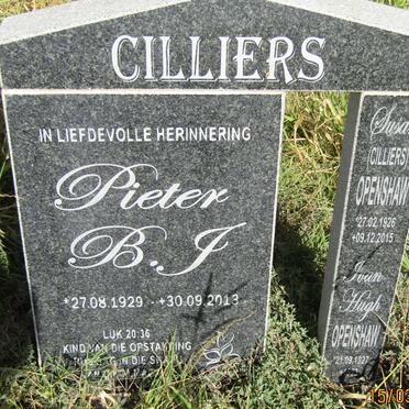 CILLIERS Pieter B.J. 1929-2013 :: OPENSHAW Ivan Hugh 1927-19? &amp; Susan CILLIERS 1926-2015