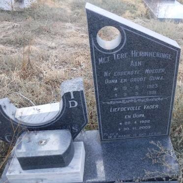 CLAASSENS David 1922-2003 &amp; Maggie 1923-1991