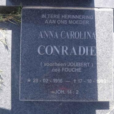 CONRADIE Anna Carolina formerly JOUBERT nee FOUCHE 1916-1999 :: JOUBERT Pieter Hendrik Johannes 1948-1999