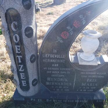 COETZEE Hendrik Bernardus 1934-1998 &amp; Iris Maria 1930-2003