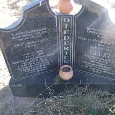 DIEDERIKS Gabriel Johannes Jacobus  1927-1999 &amp; Johanna Hendrika Cornelia ERNST 1933-2010