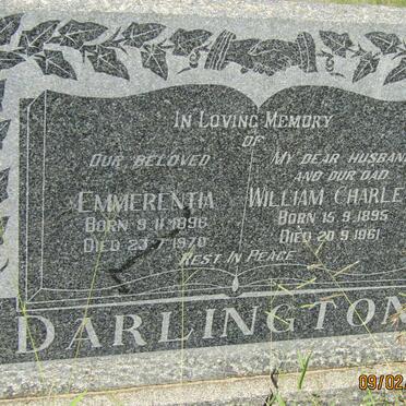 DARLINGTON William Charles 1895-1961 &amp; Emmerentia 1896-1970