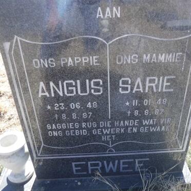 ERWEE Angus 1948-1987 &amp; Sarie 1948-1987
