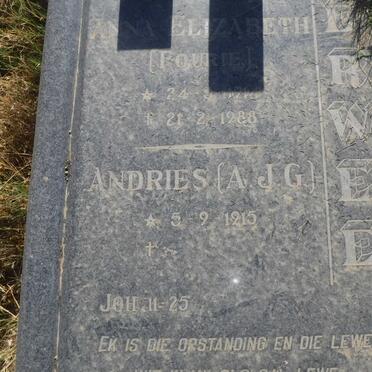ERWEE  A.J.G. 1915- &amp; Anna Elizabeth FOURIE 1914-1988