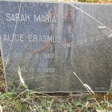 ERASMUS Sarah Maria Alice 1867-1959