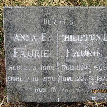 FAURIE Philippus L. 1909-1973 &amp; Anna E. 1908-1990