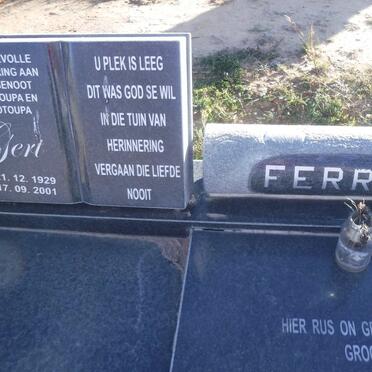 FERREIRA Gert 1929-2001 &amp; Judith 1921-2013
