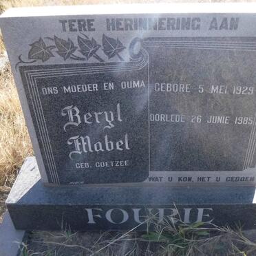 FOURIE Beryl Mabel nee COETZEE 1929-1985