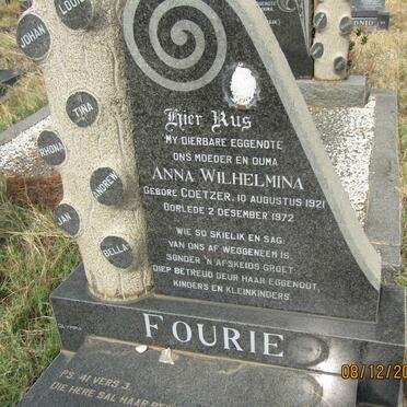FOURIE Anna Wilhelmina nee COETZER 1921-1972