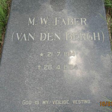 FABER M.W. nee VAN DEN BERGH 1914-1984