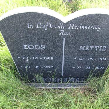 GROENEWALD Koos 1909-1977 &amp; Hettie 1914-2003