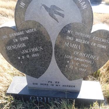 GRIESSEL Hendrik Jacobus 1933- &amp; Maria Dorothea  SWANEPOEL 1930-1983