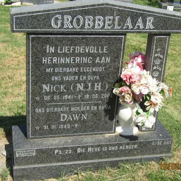 GROBBELAAR N.J.H. 1941-2008 &amp; Dawn 1943-
