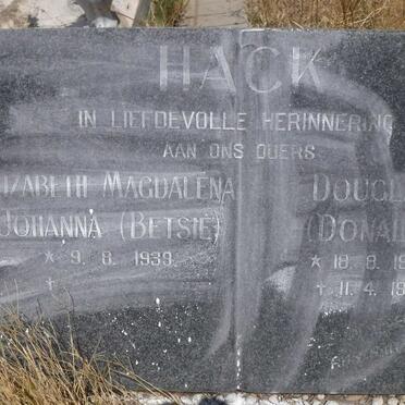 HACK Douglas 1935-1991 &amp; Elizabeth Magdalena Johanna 1939-