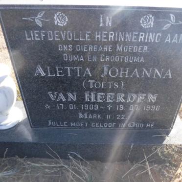 HEERDEN Aletta Johanna, van 1909-1996