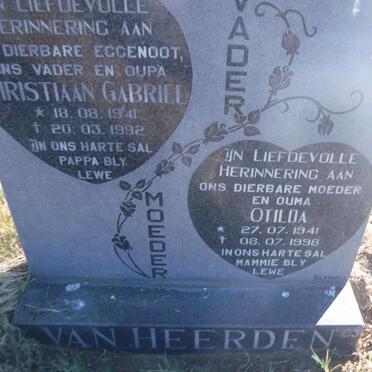 HEERDEN Christiaan Gabriel, van 1941-1992 &amp; Otilda 1941-1998
