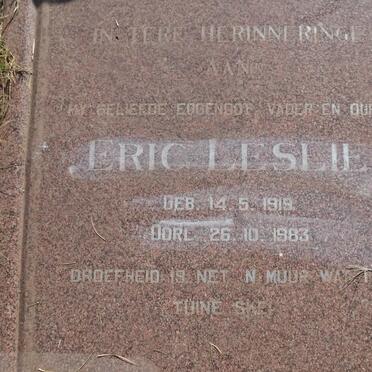 HOLMES Eric Leslie 1919-1983 &amp; Catharina Wilhelmina HUMAN 1918-1995