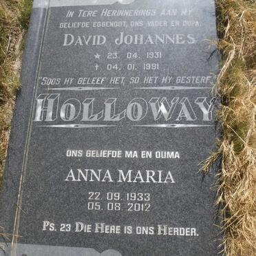 HOLLOWAY David Johannes 1931-1991 &amp; Anna Maria 1933-2012