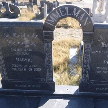 IMMELMAN Pieter 1921-1984 &amp; Babsie 1928-2000