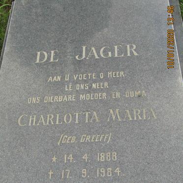 JAGER Charlotta Maria, de nee GREEFF 1888-1984