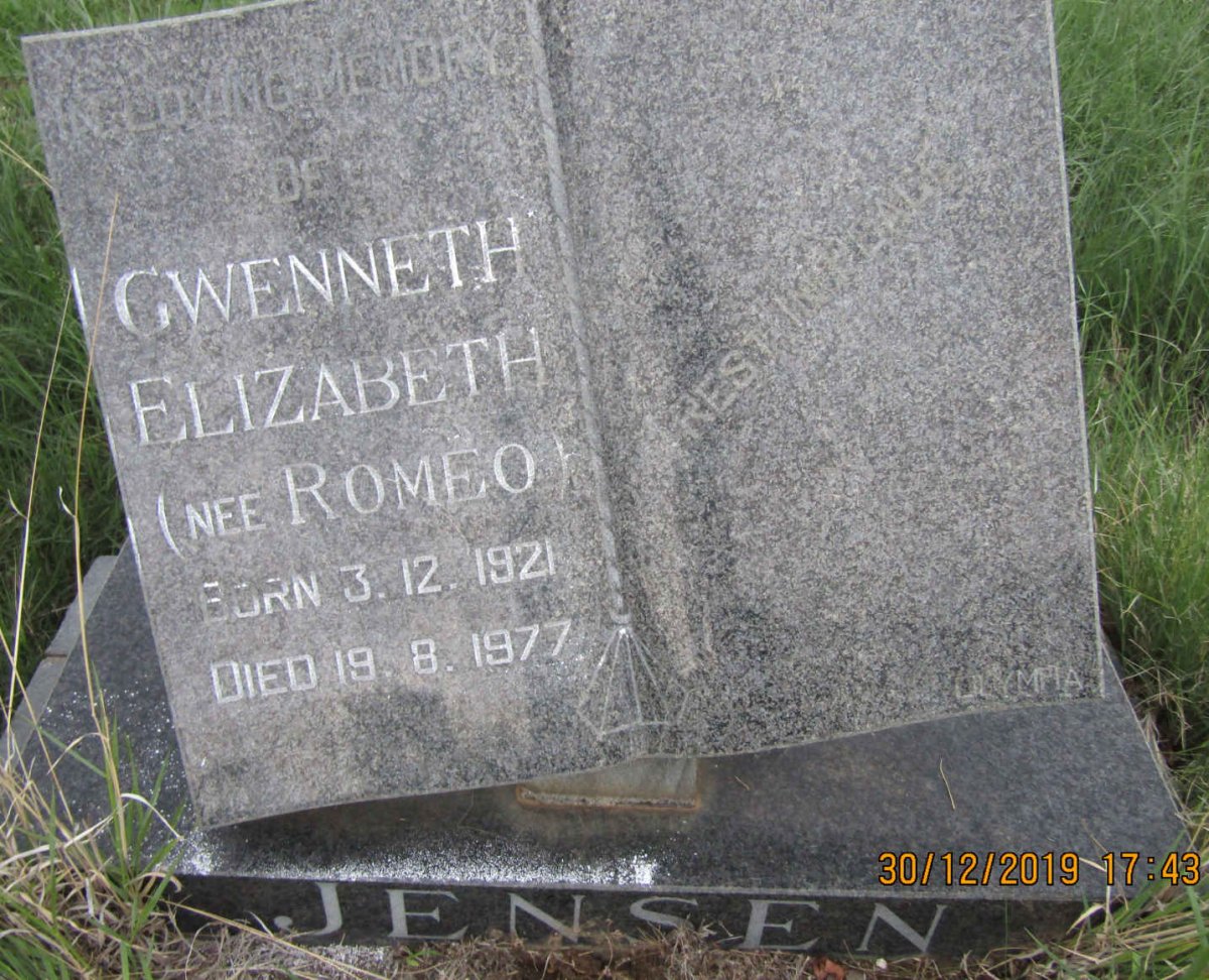 JENSEN Gwenneth Elizabeth nee ROMEO 1921-1977