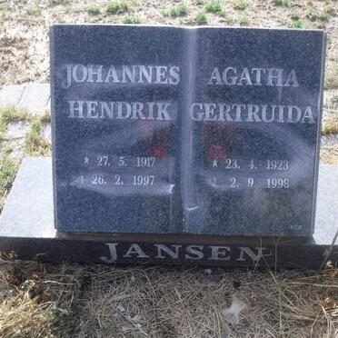 JANSEN Johannes Hendrik 1917-1997 &amp; Agatha Gertruida 1923-1998