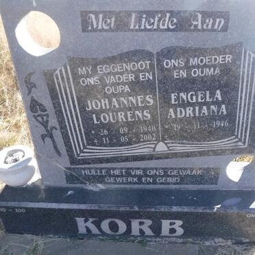 KORB Johannes Lourens 1940-2002 &amp; Engela Adriana 1946-