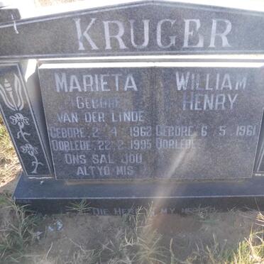KRUGER William Henry 1961- &amp; Marieta VAN DER LINDE 1962-1995