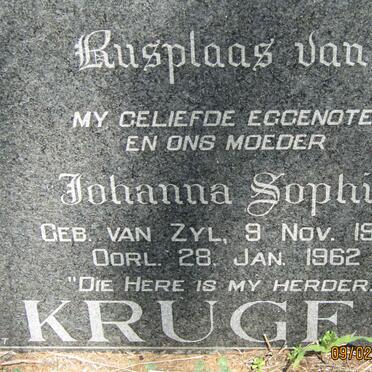 KRUGER Johanna Sophia VAN ZYL 1907-1962