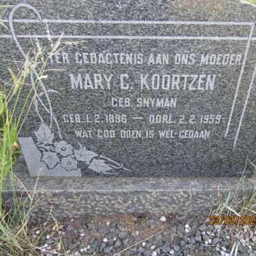 KOORTZEN Mary C. nee SNYMAN 1896-1959